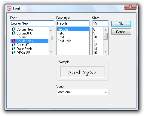 Fig. 1. Choose Font dialog.