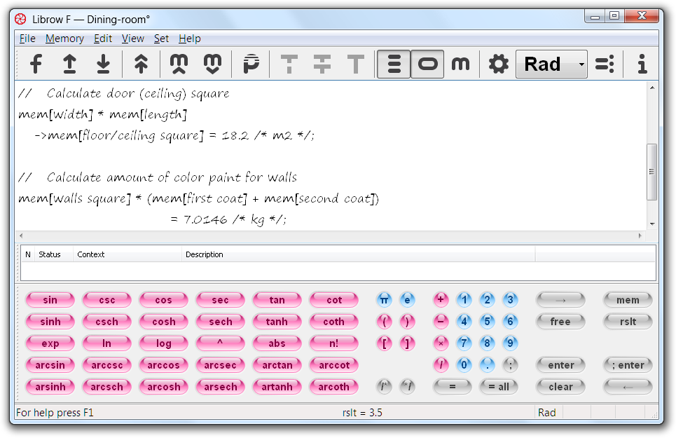 Fig. 2. Calculator editor with changed font.