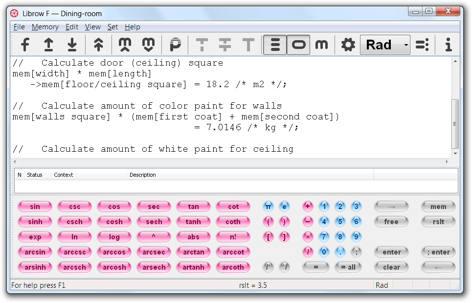 Fig. 2. Calculator editor with default font.