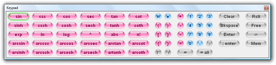 Fig. 2. Calculator keypad in Librow style.