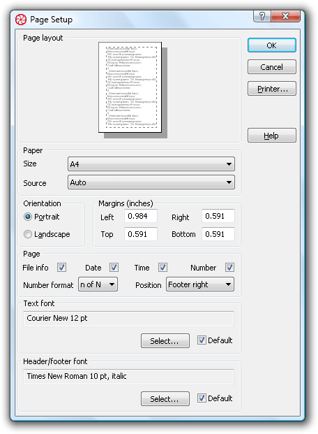 Fig. 1. Page Setup dialog.