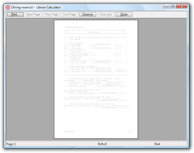 Fig. 2. Print preview window.