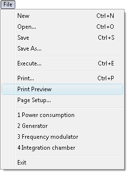 Fig. 3. Print Preview command in menu.