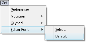 Fig. 1. Set Default Editor Font command in menu.