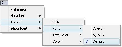 Fig. 1. Set Default Keypad Font command in menu.