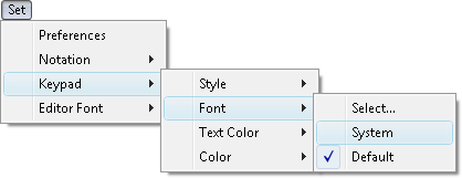 Fig. 1. Set System Keypad Font command in menu.