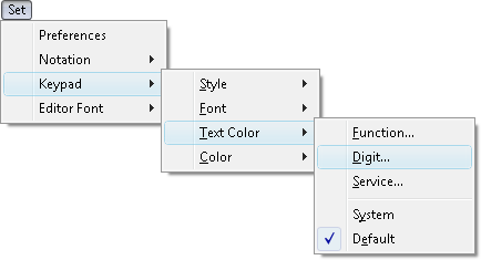 Fig. 1. Set Digit Text Color command in menu.
