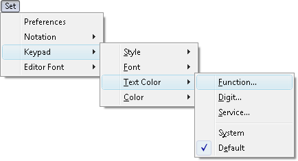 Fig. 1. Set Function Text Color command in menu.