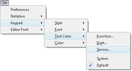 Fig. 1. Set Service Text Color command in menu.