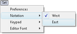 Fig. 2. Set East Notation command in menu.