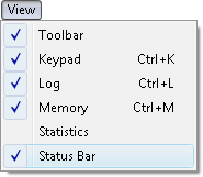 Fig. 1. View Status Bar command in menu.